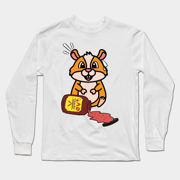 Funny hamster Spills BBQ Sauce Long Sleeve T-Shirt by Pet Station
